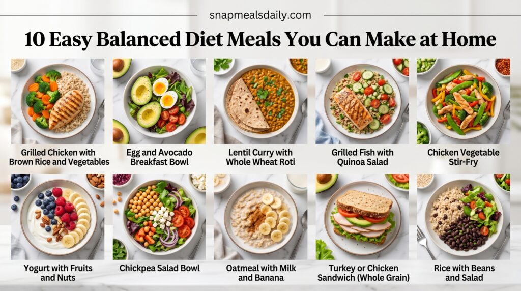 Balanced Diet Meals for Healthy Daily Eating.