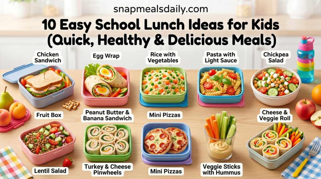 easy school lunch ideas for kids in colourful lunch box