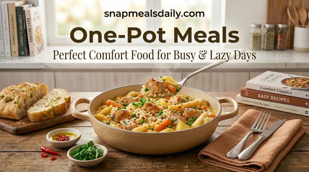 One-Pot Meals featuring easy, quick and delicious recipes cooked in a single pot for busy and lazy days