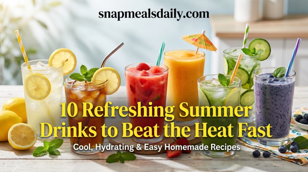 refreshing summer drinks with lemon, mint, and ice