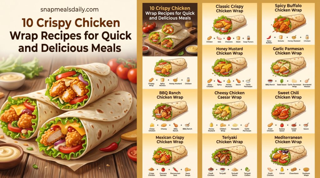 Crispy Chicken Wrap Recipes filled with fresh vegetables and creamy sauce
