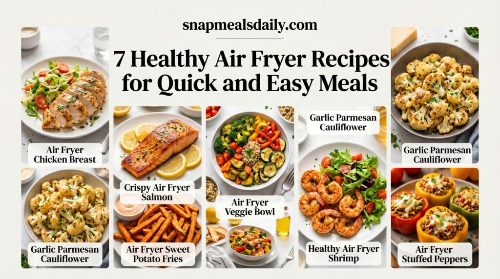 Healthy air fryer recipes for quick and easy meals on a plate