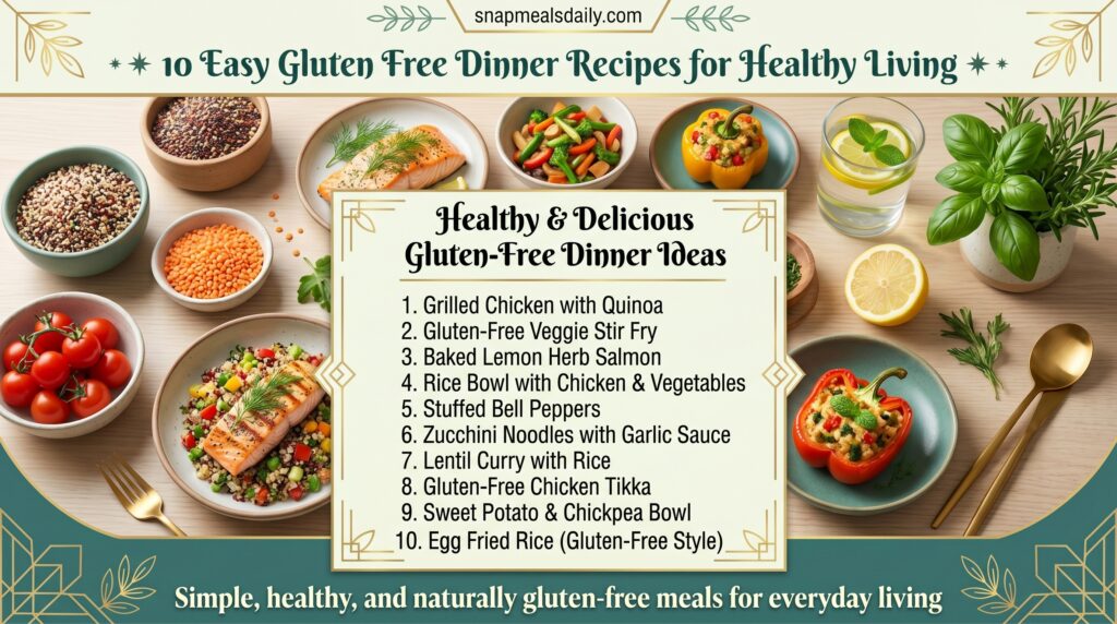 Easy gluten free dinner recipes served on a table