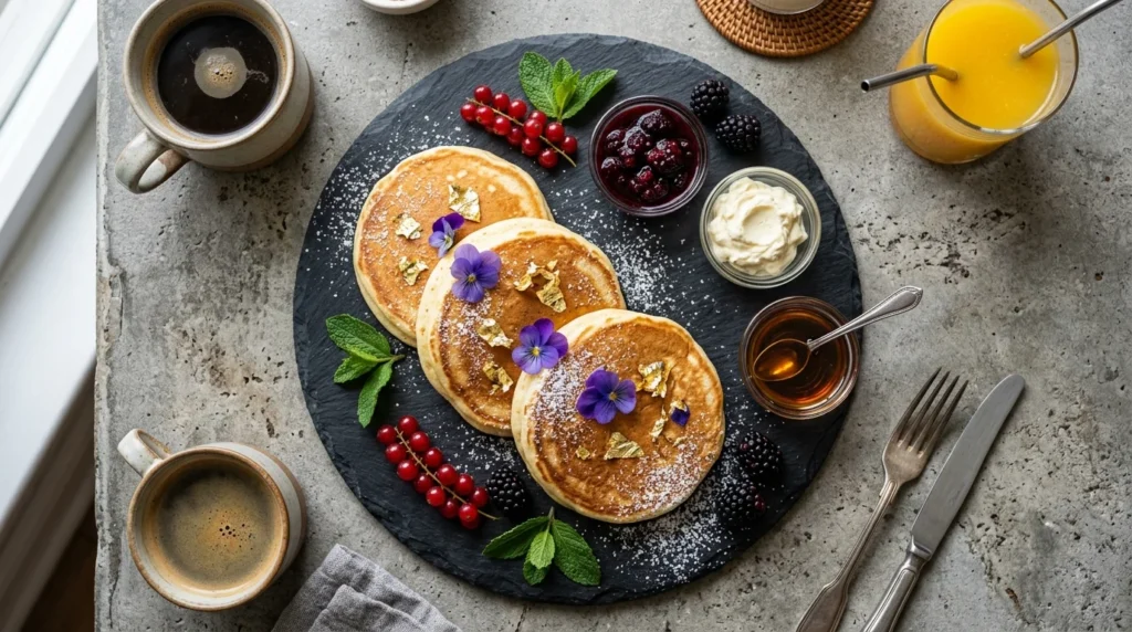 Freezing cooked portions using wax paper for a quick pancakes recipe layout.