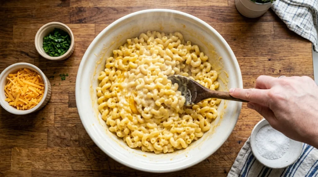 Mac and Cheese Recipe combining creamy cheese sauce with perfectly cooked pasta