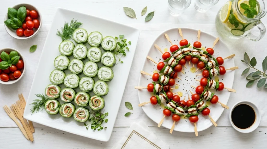 Fresh cold platters displaying creative buffet and finger food ideas for party hosting.