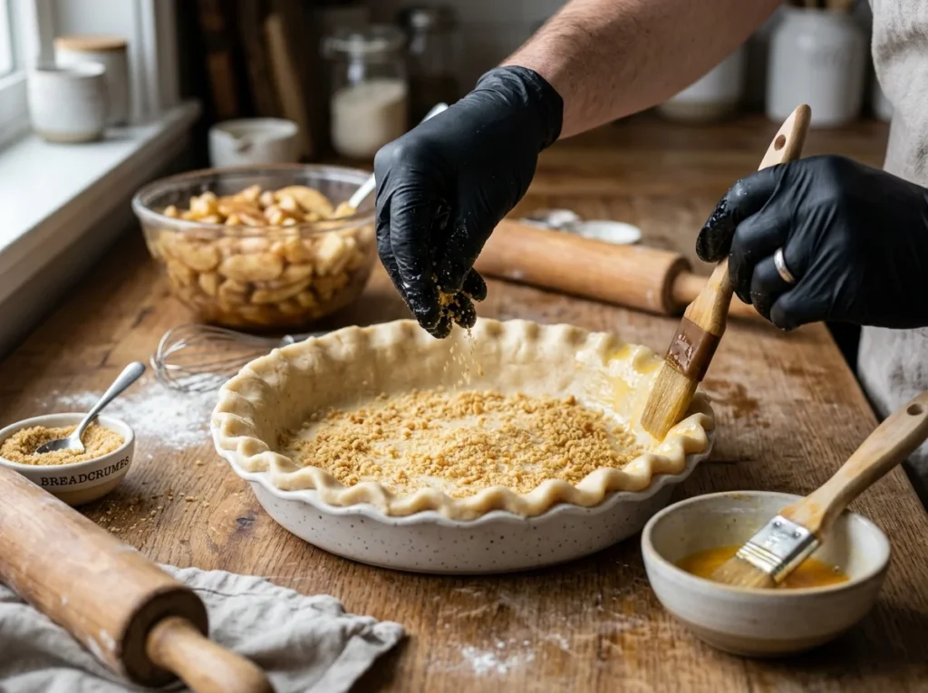 Preparing a crisp pie crust for delicious Apple Desserts.