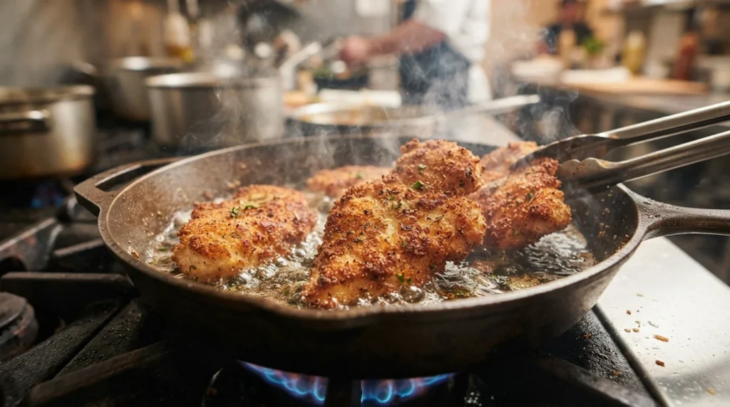Essential Italian techniques for a crispy chicken parmesan recipe.