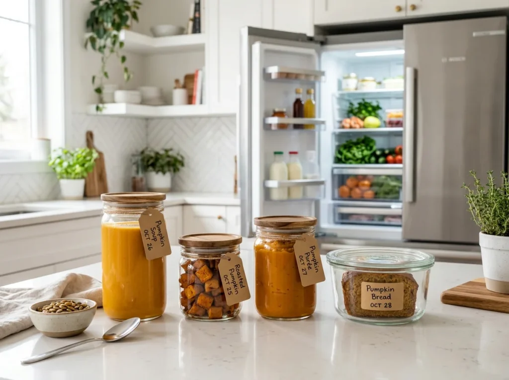 Safe storage methods for fresh homemade Pumpkin Recipes.