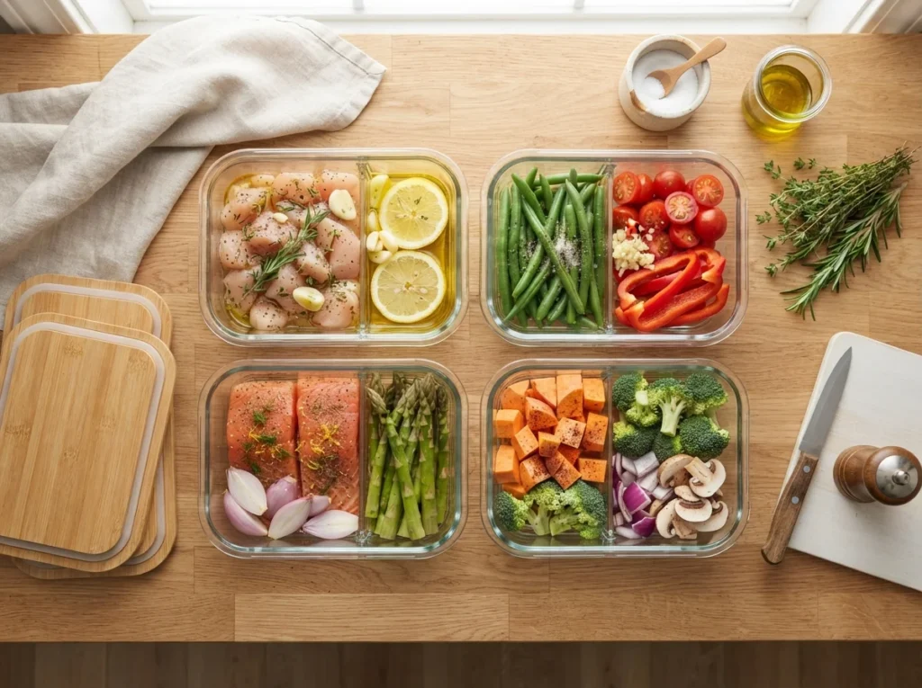 Pre-portioned night-before ingredient prep for hassle-free slow cooker recipes.