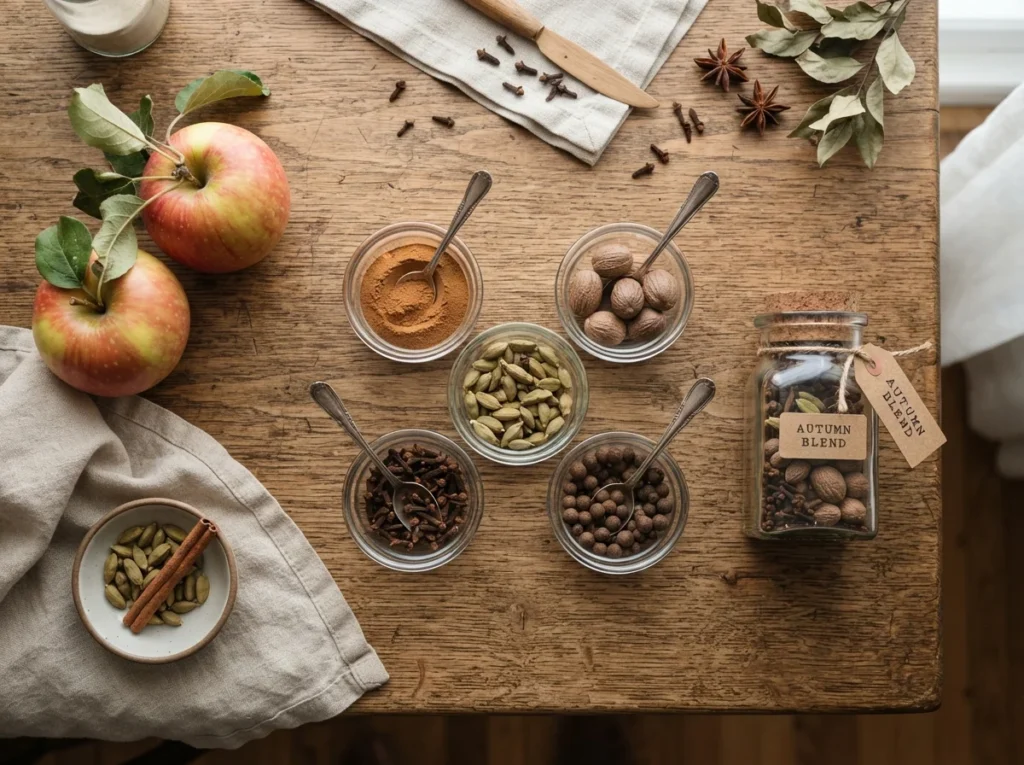 Homemade spice blend prepared for flavorful Apple Desserts.