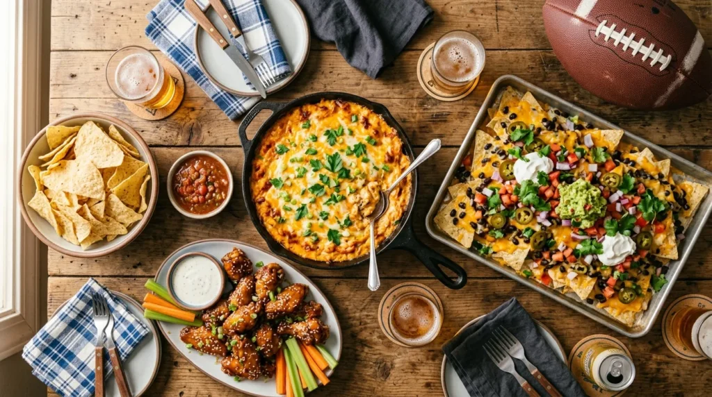 Hot buffalo chicken dip with melted cheddar and green onions a classic game day snacks recipe